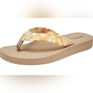 Ampeo Womens Comfy Floral Flip Flop Thong Sandals Arch Support Cushioned Sole, 8